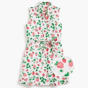 J CREW Girls' strawberry tie-waist shirt-dress